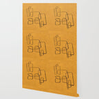 Minimalist Minimal Line Drawing Maze Mustard Yellow Painting Mid Century Modern Cool Funky Trendy Wallpaper Gallery Image 2
