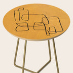 Minimalist Minimal Line Drawing Maze Mustard Yellow Painting Mid Century Modern Cool Funky Trendy Side Table Gallery Image 2