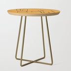 Minimalist Minimal Line Drawing Maze Mustard Yellow Painting Mid Century Modern Cool Funky Trendy Side Table Gallery Image 1