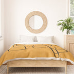 Minimalist Minimal Line Drawing Maze Mustard Yellow Painting Mid Century Modern Cool Funky Trendy Duvet Cover Gallery Image 3
