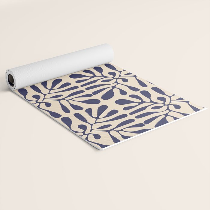 Square leaf pattern in blue Yoga Mat Gallery Image 2