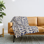 Square leaf pattern in blue Throw Blanket Gallery Image 1