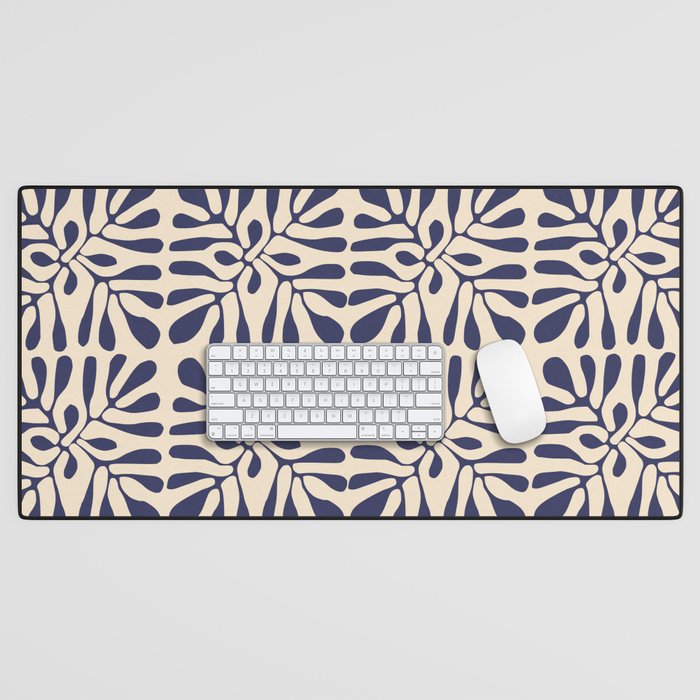 Square leaf pattern in blue Desk Mat Gallery Image 1