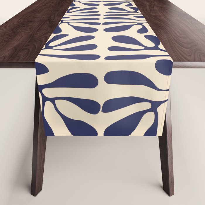 Square leaf pattern in blue Table Runner Gallery Image 1