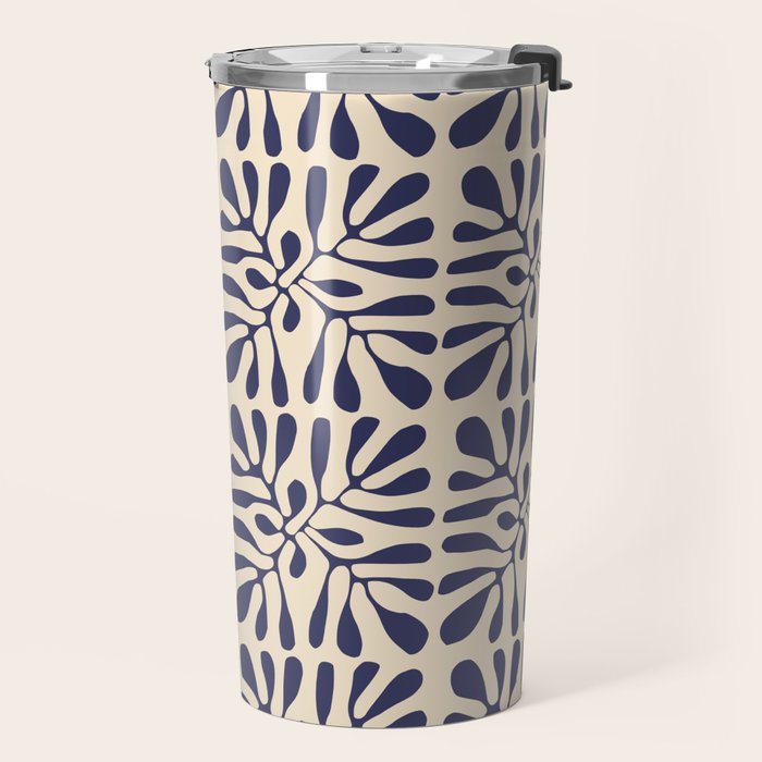 Square leaf pattern in blue Travel Mug Gallery Image 2