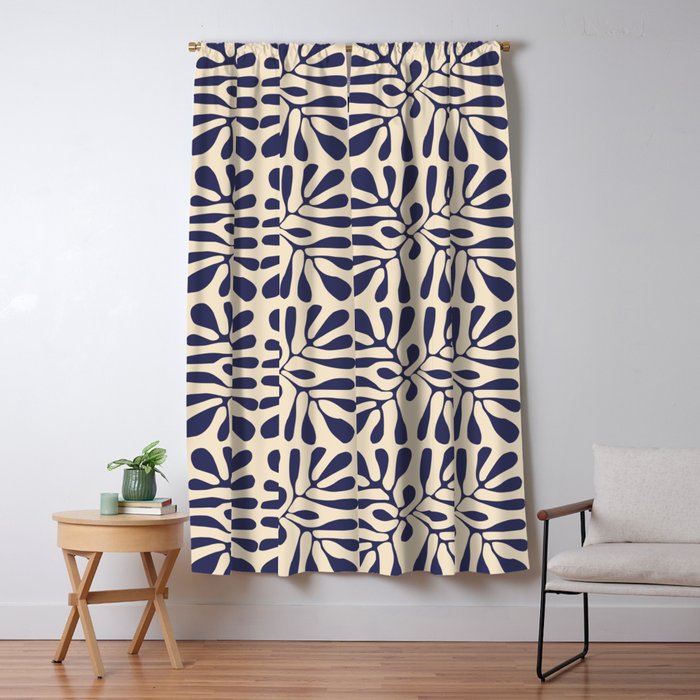 Square leaf pattern in blue Window Curtain Gallery Image 5