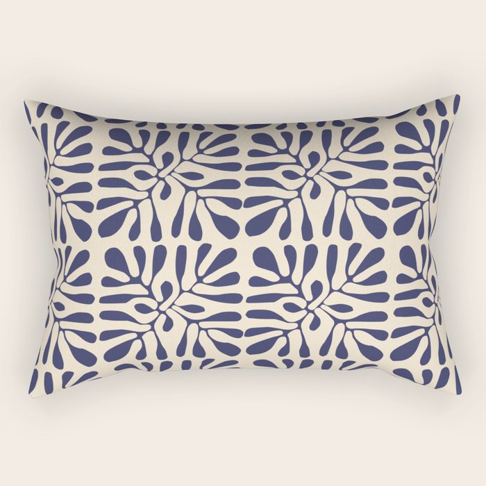 Square leaf pattern in blue Rectangular Pillow Gallery Image 2