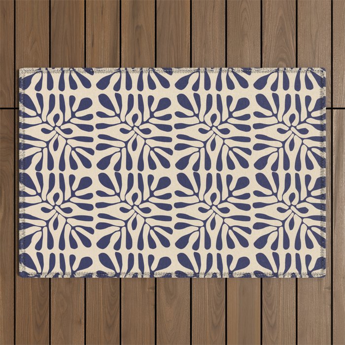 Square leaf pattern in blue Outdoor Rug Gallery Image 1