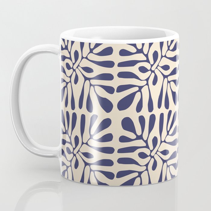 Square leaf pattern in blue Coffee Mug Gallery Image 3
