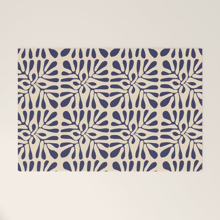 Square leaf pattern in blue Welcome Mat Gallery Image 1