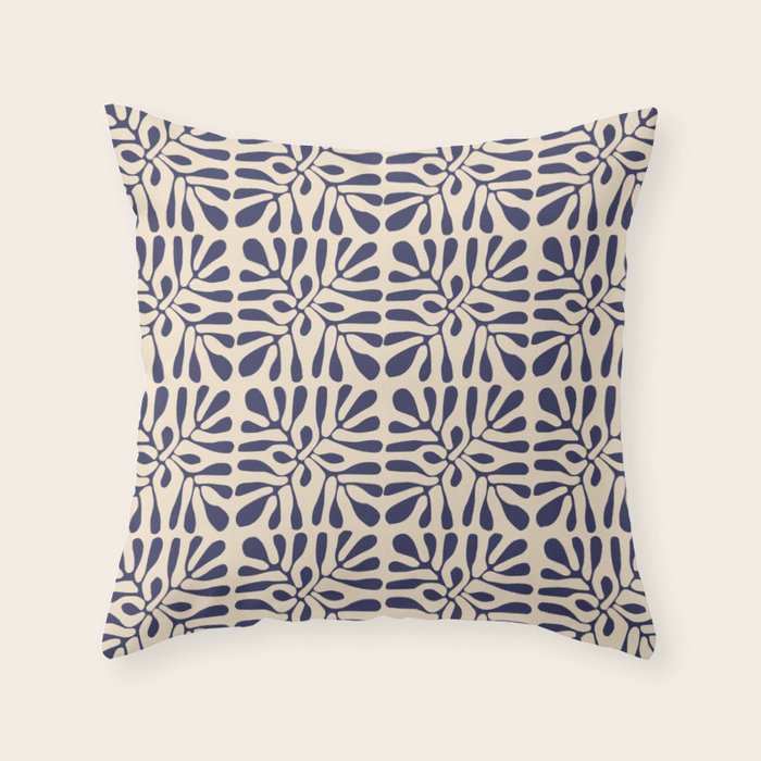 Square leaf pattern in blue Throw Pillow Gallery Image 6