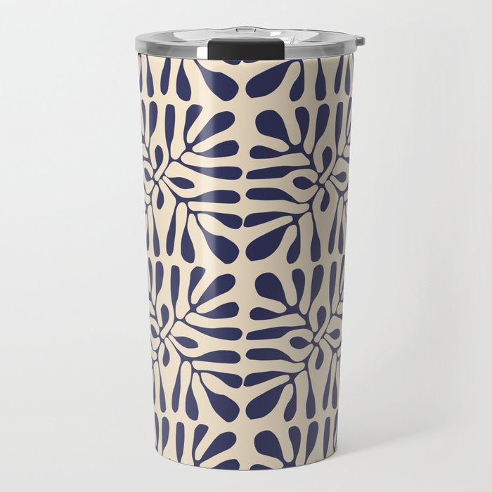 Square leaf pattern in blue Travel Mug Gallery Image 1