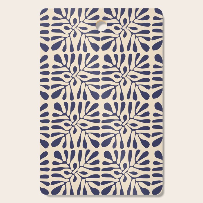 Square leaf pattern in blue Cutting Board Gallery Image 1