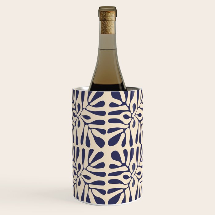 Square leaf pattern in blue Wine Chiller Gallery Image 2