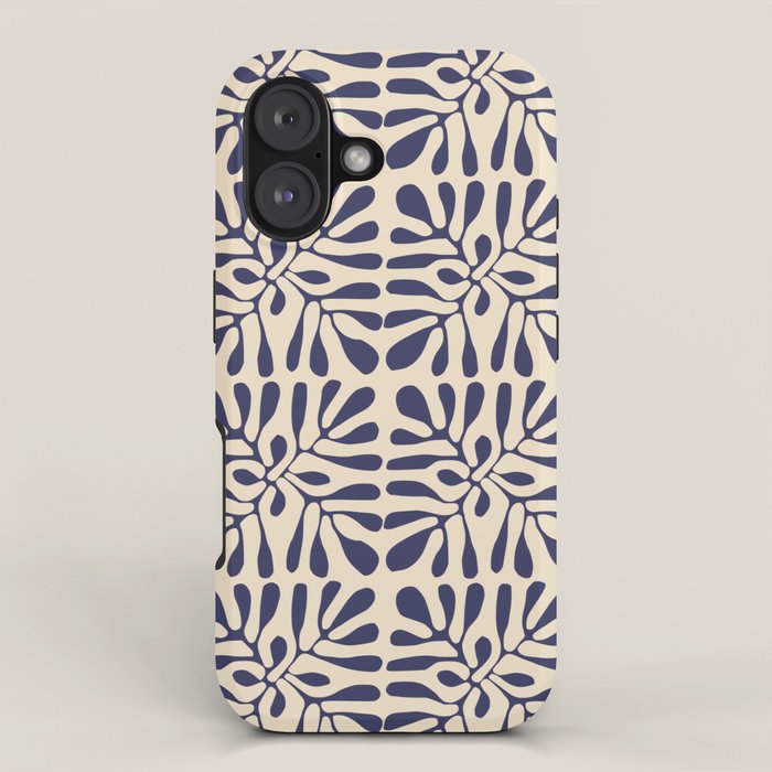 Square leaf pattern in blue iPhone Case Gallery Image 1
