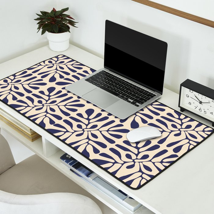 Square leaf pattern in blue Desk Mat Gallery Image 2
