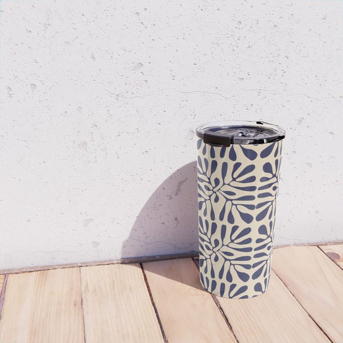 Square leaf pattern in blue Travel Mug Gallery Image 4