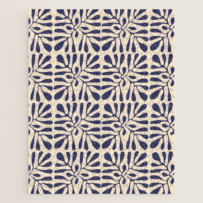Square leaf pattern in blue Jigsaw Puzzle Gallery Image 1