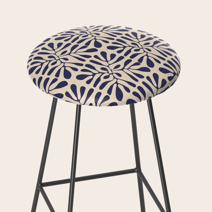 Square leaf pattern in blue Stool Gallery Image 2