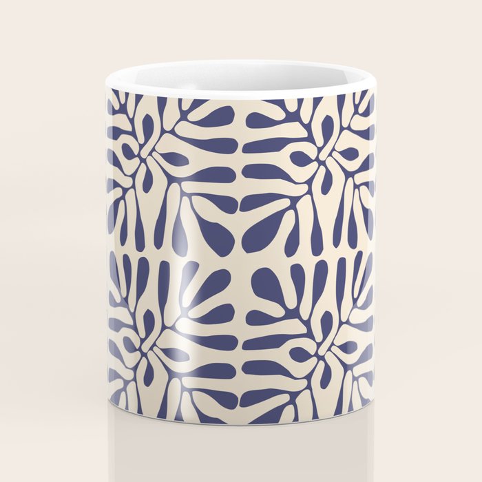 Square leaf pattern in blue Coffee Mug Gallery Image 4