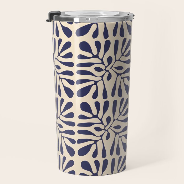 Square leaf pattern in blue Travel Mug Gallery Image 3