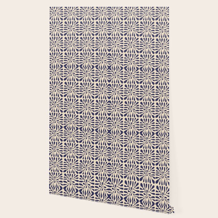 Square leaf pattern in blue Wallpaper Gallery Image 2