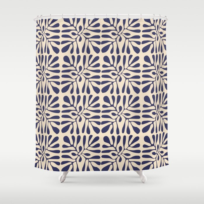 Square leaf pattern in blue Shower Curtain Gallery Image 1
