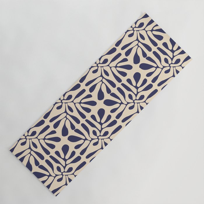 Square leaf pattern in blue Yoga Mat Gallery Image 1