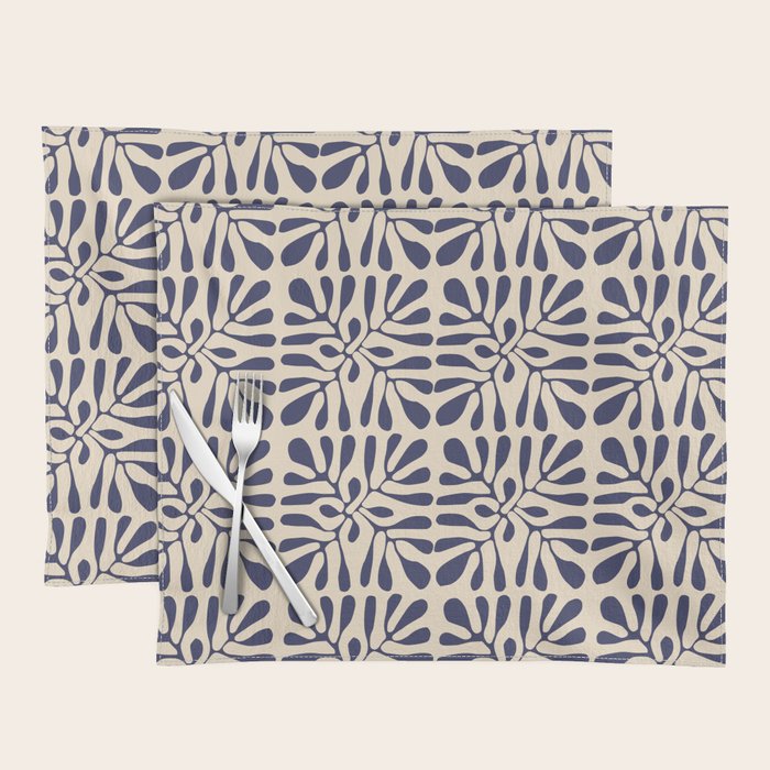 Square leaf pattern in blue Placemat Gallery Image 1