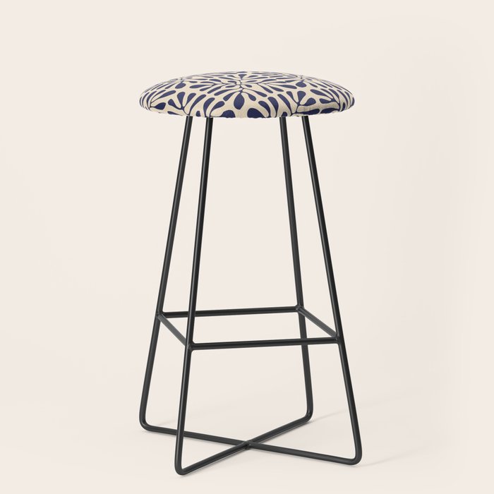 Square leaf pattern in blue Stool Gallery Image 1