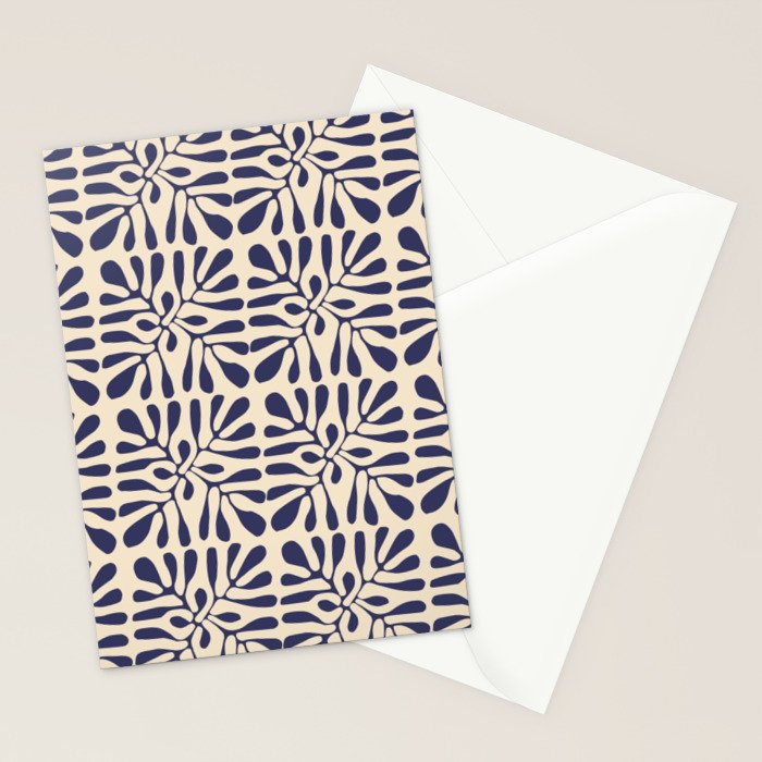 Square leaf pattern in blue Stationery Card Gallery Image 2