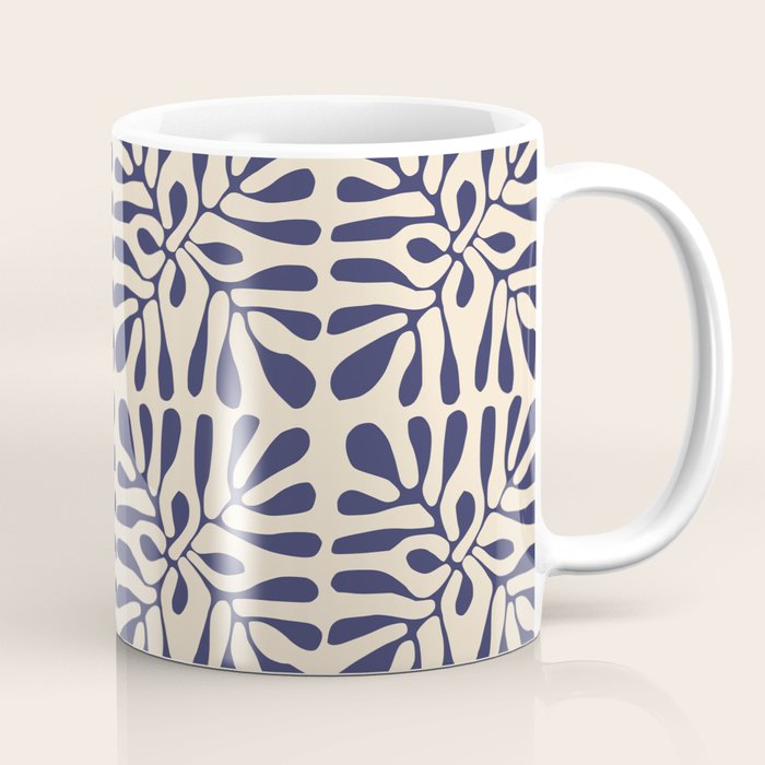 Square leaf pattern in blue Coffee Mug Gallery Image 1
