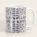 Square leaf pattern in blue Coffee Mug Gallery Image 1