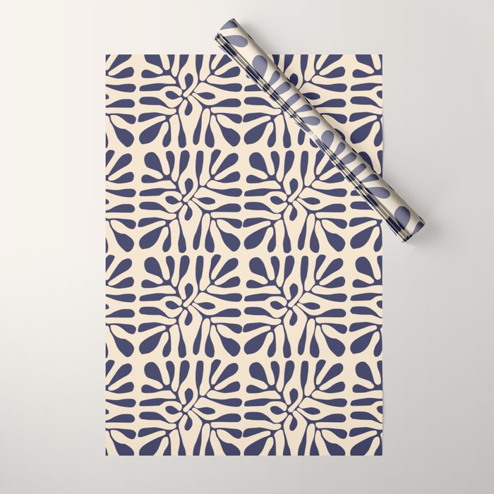 Square leaf pattern in blue Wrapping Paper Gallery Image 1