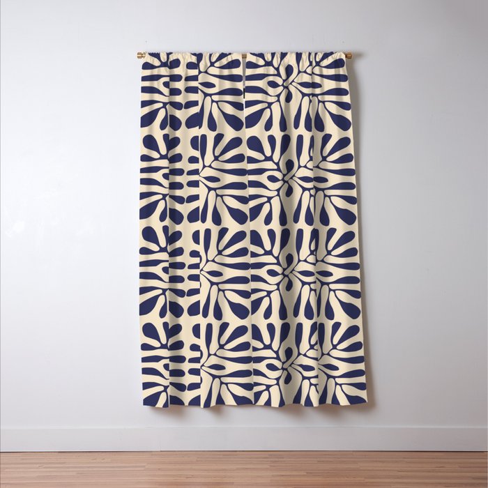 Square leaf pattern in blue Window Curtain Gallery Image 3