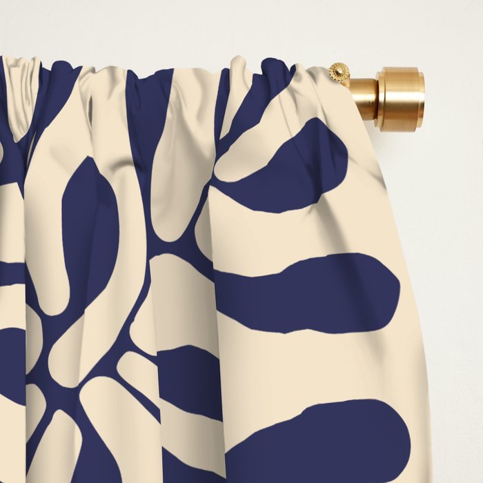 Square leaf pattern in blue Window Curtain Gallery Image 2