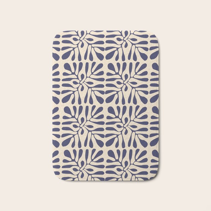 Square leaf pattern in blue Bath Mat Gallery Image 1
