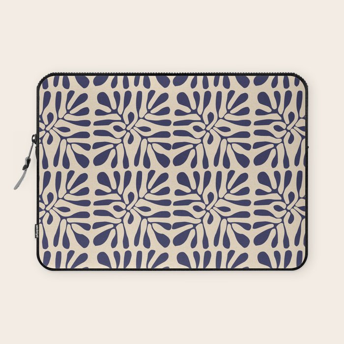 Square leaf pattern in blue Laptop Sleeve Gallery Image 1