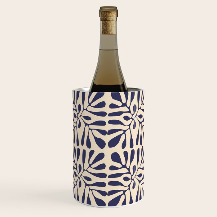 Square leaf pattern in blue Wine Chiller Gallery Image 1