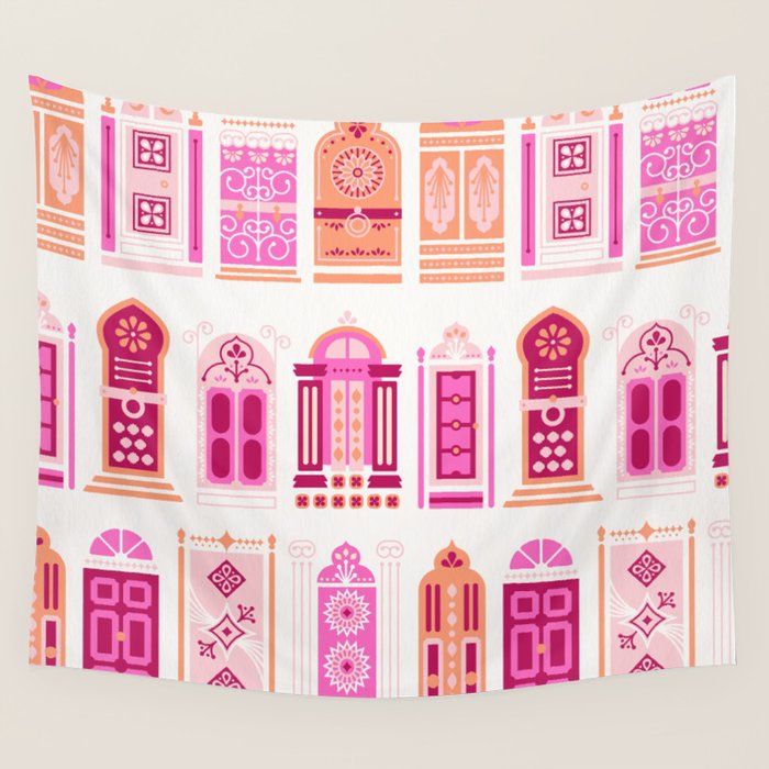Moroccan Doors - Peach Palette Wall Tapestry Gallery Image 4