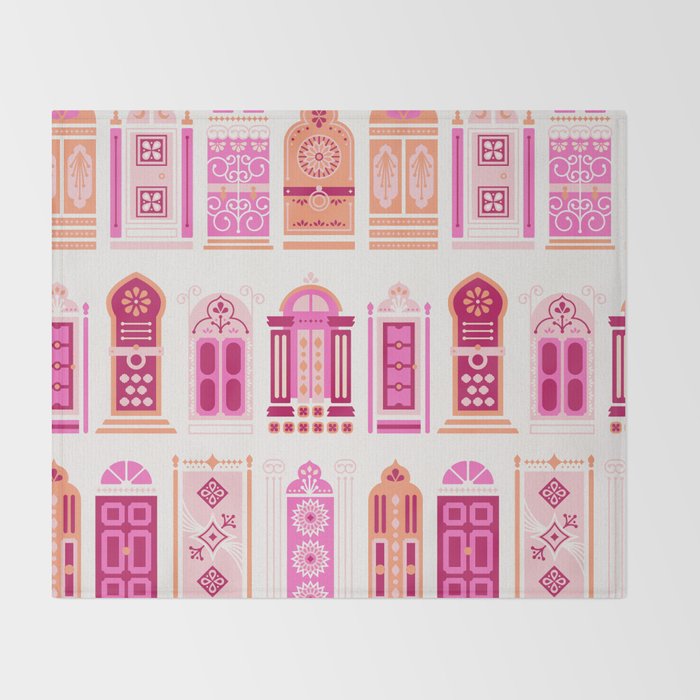 Moroccan Doors - Peach Palette Throw Blanket Gallery Image 2