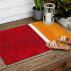 Burnt Red Yellow Ochre Mid Century Modern Abstract Minimalist Rothko Color Field Squares Outdoor Rug Gallery Image 2