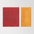 Burnt Red Yellow Ochre Mid Century Modern Abstract Minimalist Rothko Color Field Squares Rug Gallery Image 2