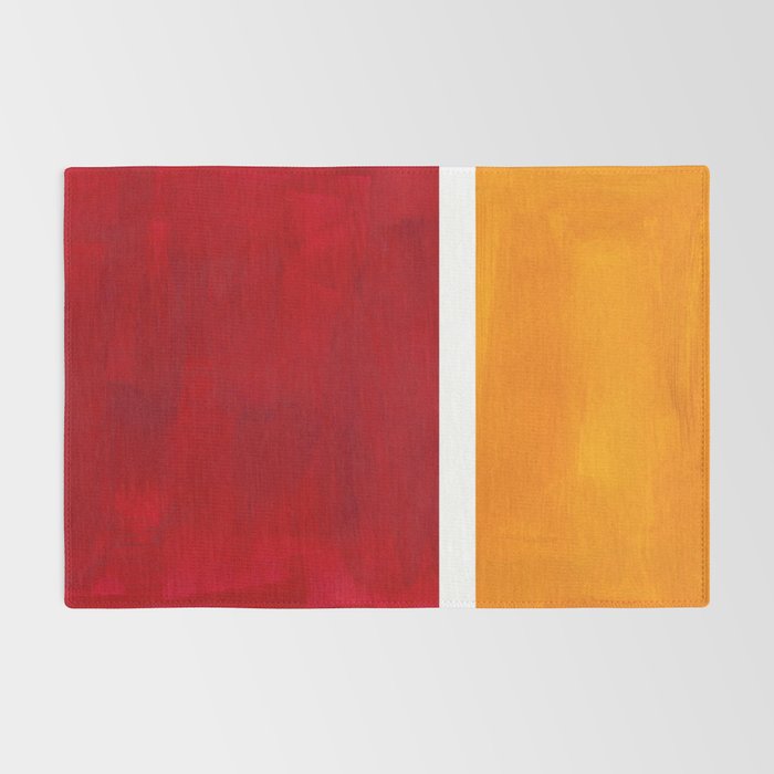 Burnt Red Yellow Ochre Mid Century Modern Abstract Minimalist Rothko Color Field Squares Rug Gallery Image 2