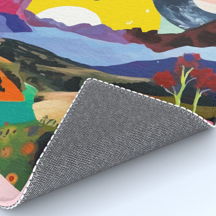 The Inner Space Landscape, Abstract Planets Painting Eclectic, Voyage Sun Moon Stars Voyage, Mountains Mars Bohemian Fantasy Rug Gallery Image 4