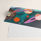 The Inner Space Landscape, Abstract Planets Painting Eclectic, Voyage Sun Moon Stars Voyage, Mountains Mars Bohemian Fantasy Wrapping Paper Gallery Image 2