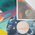 The Inner Space Landscape, Abstract Planets Painting Eclectic, Voyage Sun Moon Stars Voyage, Mountains Mars Bohemian Fantasy Wall Tapestry Gallery Image 3