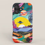 The Inner Space Landscape, Abstract Planets Painting Eclectic, Voyage Sun Moon Stars Voyage, Mountains Mars Bohemian Fantasy iPhone Case Gallery Image 1