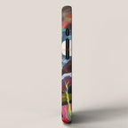 The Inner Space Landscape, Abstract Planets Painting Eclectic, Voyage Sun Moon Stars Voyage, Mountains Mars Bohemian Fantasy iPhone Case Gallery Image 2
