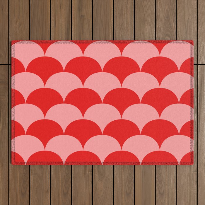Deco Pattern pink and red Outdoor Rug Gallery Image 1